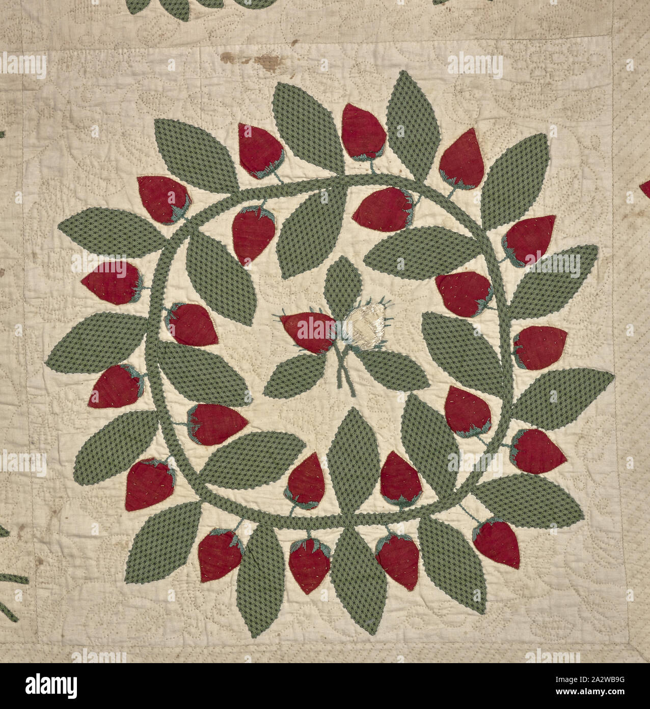 Eli Lilly Album di famiglia Quilt, sconosciuto, 1847, cotone, appliquéd, ricamati, e trapuntato, 104-1/2 x 105-1/2 in., firmato e vicino al centro di ciascuna delle 20 piazze, dagli amici e dalla famiglia di Eli Lilly: riga superiore e da sinistra a destra: Magdaline Emmart Balto. Co., Caleb F. Lilly, Maria Johnson, Evan Lilly, Elizabeth Adeline Emmart seconda fila, da sinistra a destra: Ann Emmart, [n] iscrizione, Mary Ann Seymour, Emily Jane x Lilly . Balto. Co, [n] iscrizione terza fila, da sinistra a destra: [n] iscrizione, Gustavo Lilly, [n] iscrizione, Amanda Barnett Balto. Co., Edwin Lilly quarta fila, da sinistra a destra: Rachel Wolf Balto Foto Stock