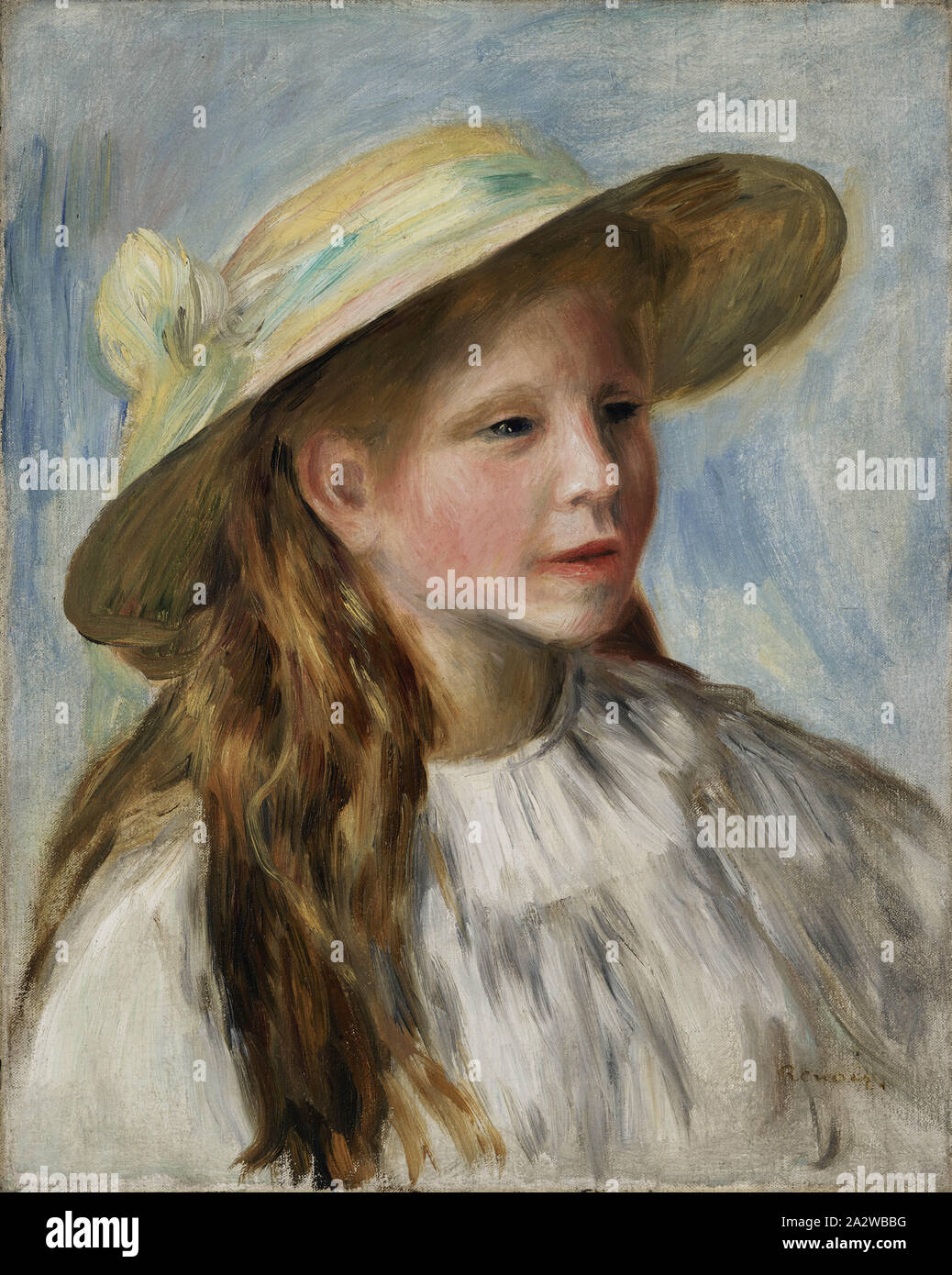 Bambina con un cappello (jeune fille au chapeau), Pierre Auguste Renoir ( Francese, 1841-1919), 1894, olio su tela, 16-1/4 x 13 in. (Tela) 21-7/8 x  18-7/8 in. (Incorniciato), europeo la pittura e la scultura 1800-1945 Foto  stock - Alamy