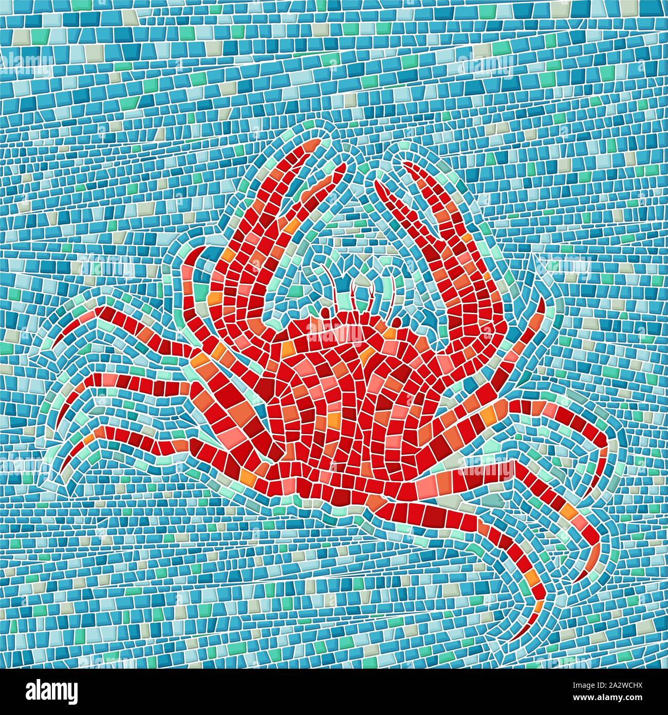 Granchio rosso mosaico, illustrazione vettoriale Illustrazione Vettoriale