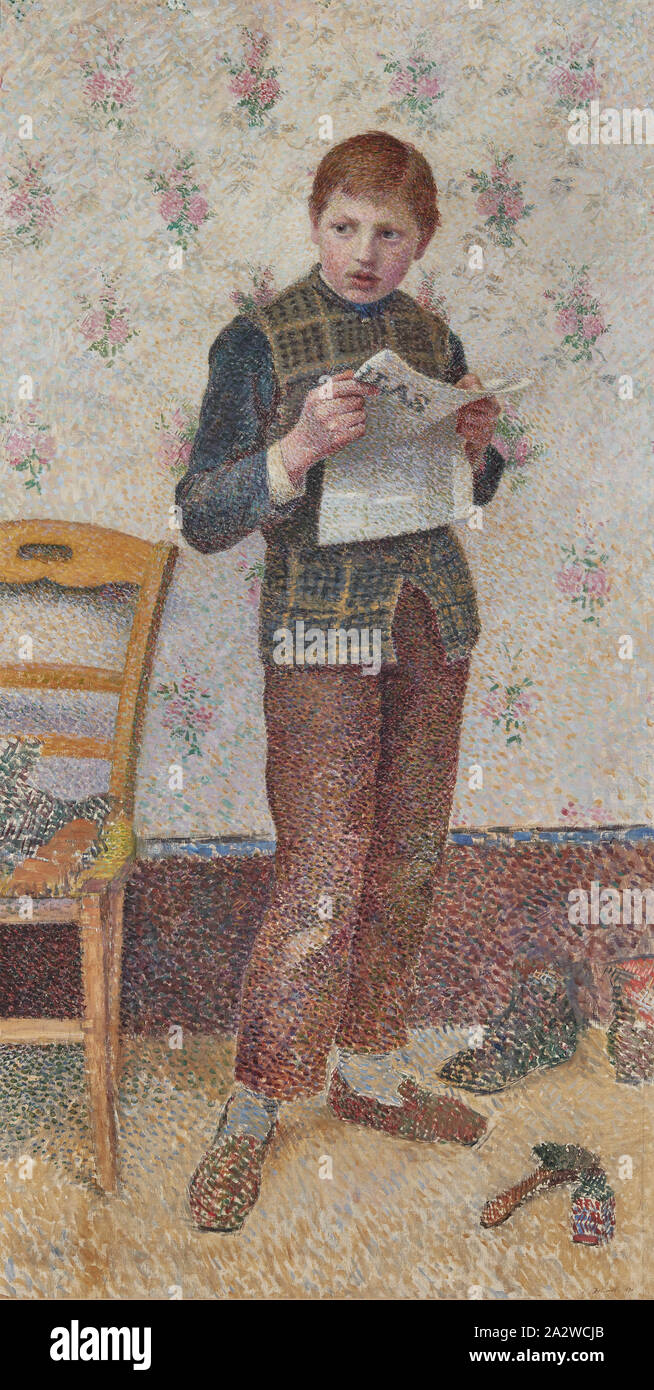 Il Boot lucidatrice, Henri Delavallée (Francese, 1862-1943), 1890, olio su tela, 62-5/8 x 31-7/8 in. (Tela) 74-3/4 x 43-1/2 x 4-3/4 in. (Incorniciato), firmato e datato in basso a destra: H. Delavallée 1890, Europeo la pittura e la scultura 1800-1945 Foto Stock