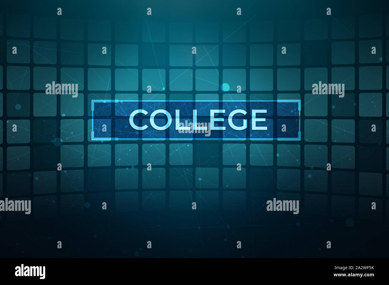 College di firmare il testo del display su un avveniristico sfondo astratto. Foto Stock