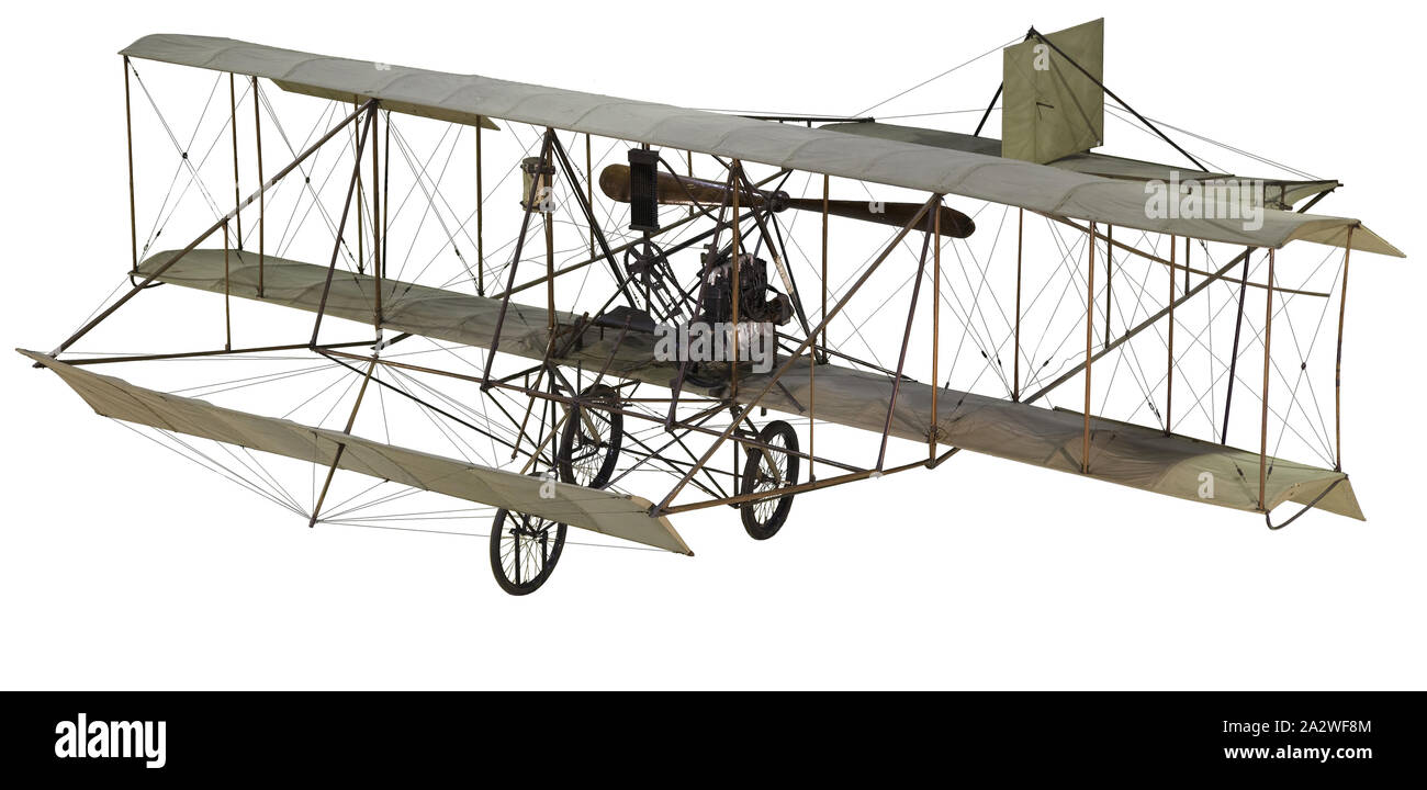 Aereo - Duigan biplano, Mia Mia, Victoria, 1910, aeroplano costruito alla mia Mia, Victoria, da John Robertson Duigan, 1909-1910. Si tratta di un tipo di spinta biplano monoposto con un movimento foreplane ascensore e carro leggero. Costruiti in legno, metallo e gomma rivestita in tessuto di cotone, fatta dal pneumatico Dunlop Rubber Co. poiché sostituito. Dotato di 25 cv (19 kW) verticale a quattro cilindri, a quattro tempi raffreddato ad acqua con motore a benzina realizzato Foto Stock