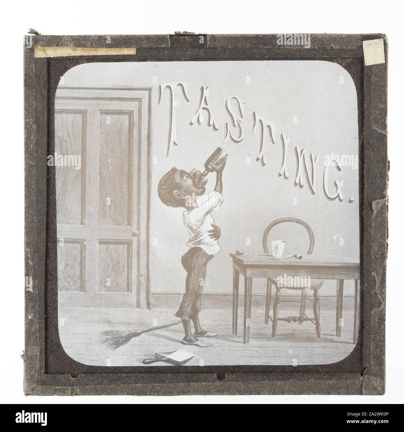 Lantern Slide - "assaggio", 1900-1950, uno di una serie di inizio del XX secolo la narrazione lantern slide. pre-apparecchiatura cinematografica e ephemera australiane e governi vittoriano nel 1975. co-fondatore del Museo dell'immagine in movimento in Londra Foto Stock