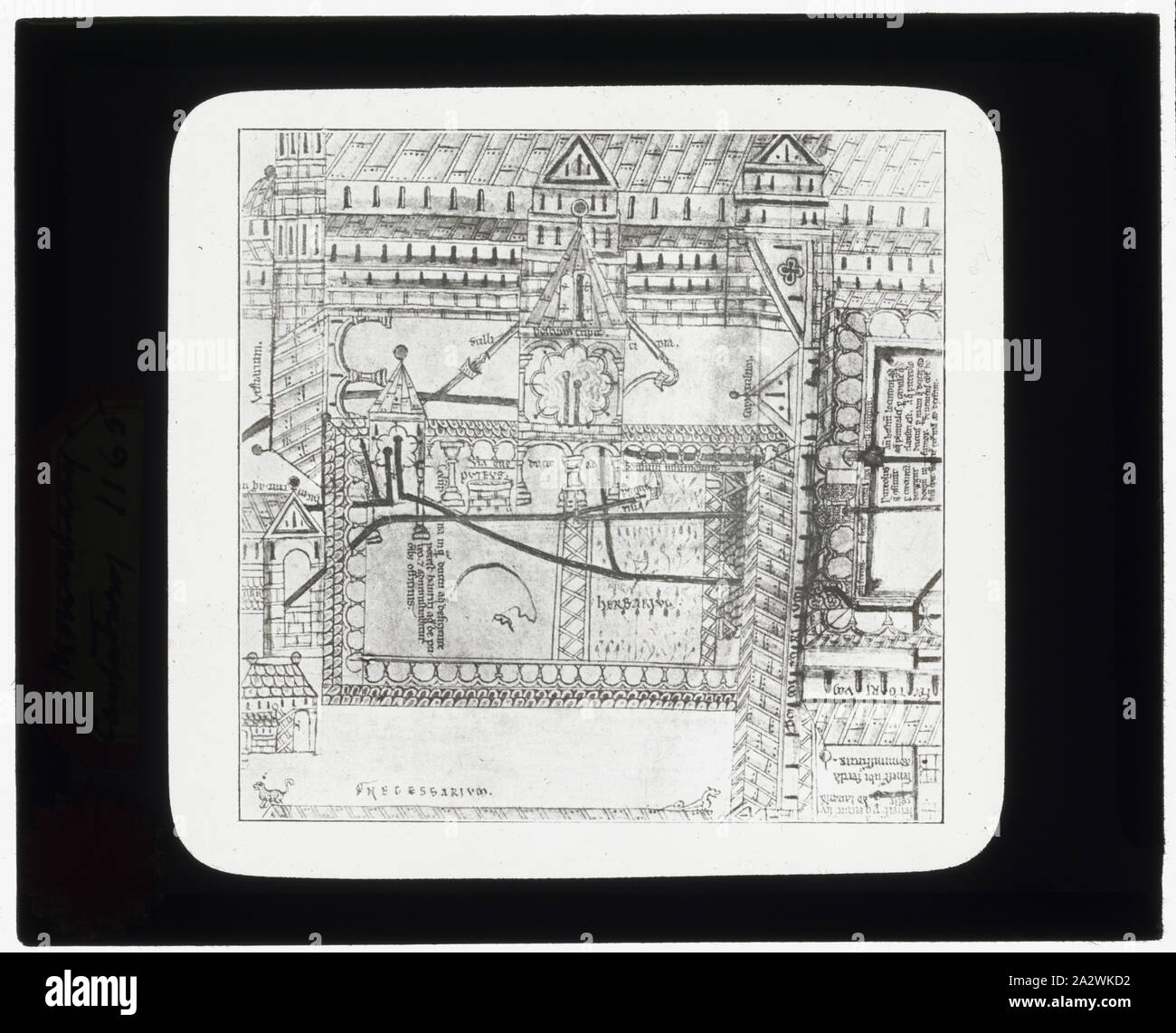 La riproduzione della stampa che mostra il Piano di Canterbury Abbey Foto Stock