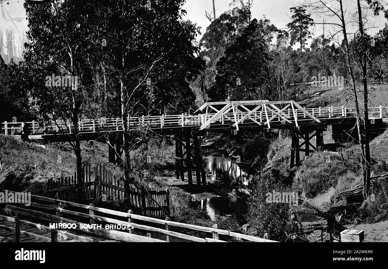 Negativo - Mirboo Sud, Victoria, circa 1910, il Mirboo south bridge Foto Stock