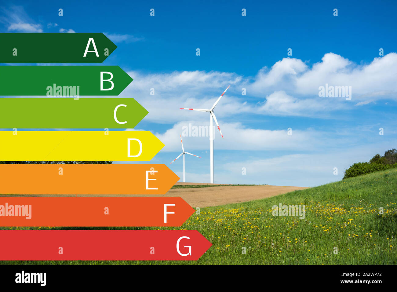 Energia eolica l'efficienza energetica Foto Stock