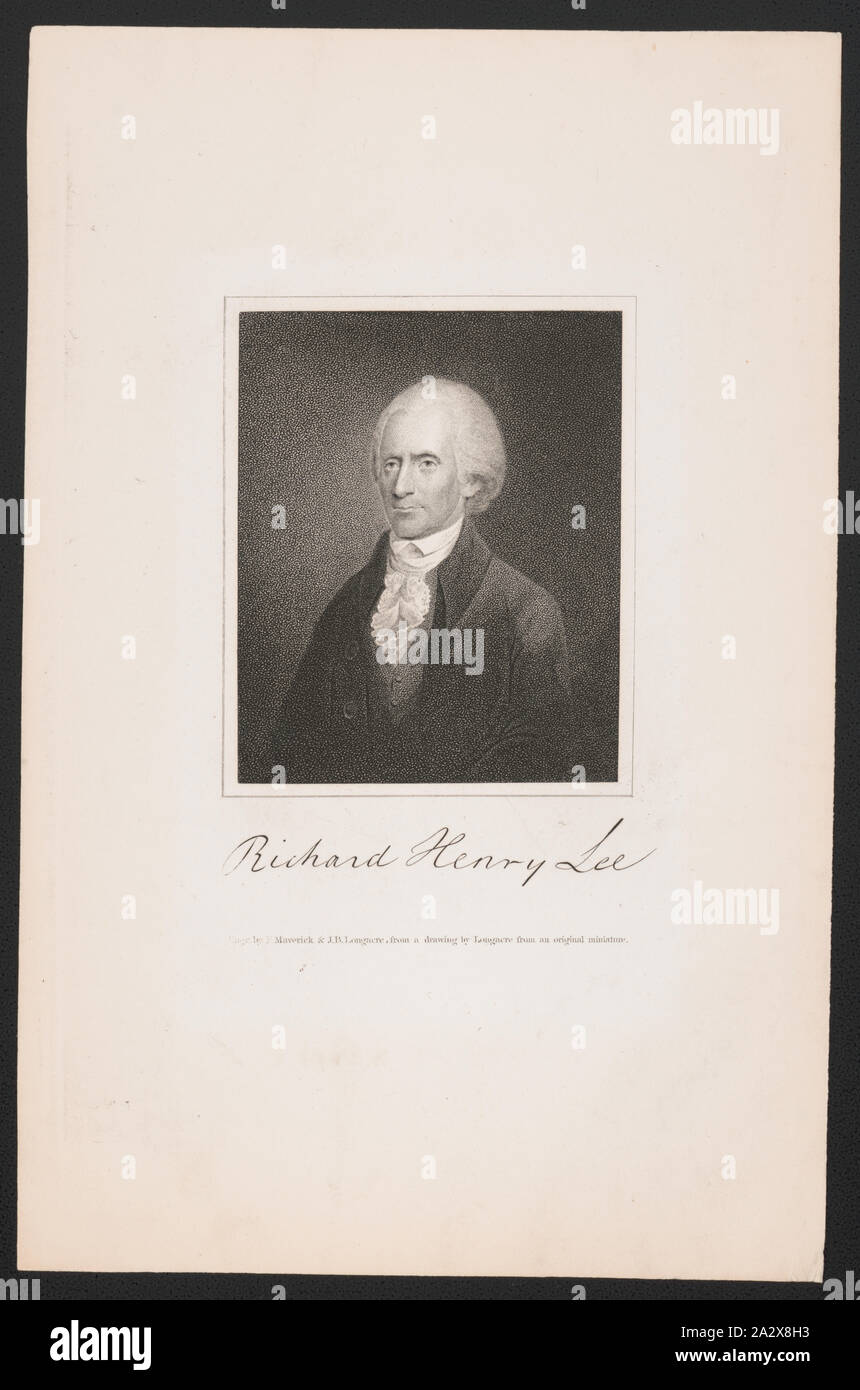 Richard Henry Lee / engr. da P. Maverick & J.B. Longacre, a partire da un disegno di Longacre da un originale miniatura. Foto Stock