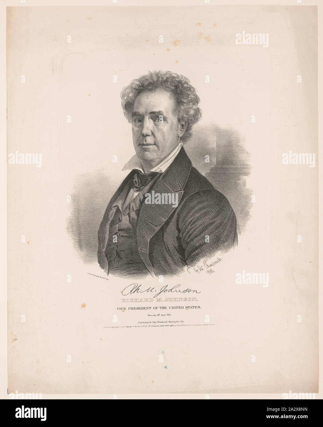 Richard M. Johnson, Vice Presidente degli Stati Uniti / tratte dalla vita del xxi luglio dal CHS. Fenderich 1840. Foto Stock