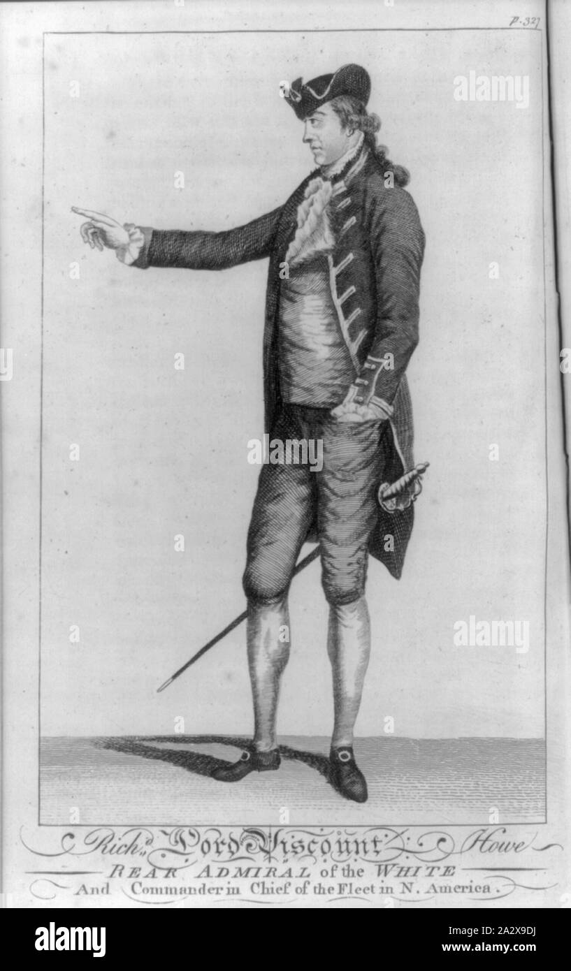 Richd. Signore Visconte Howe ammiraglio posteriore del bianco e del comandante in capo della flotta in Nord America Foto Stock