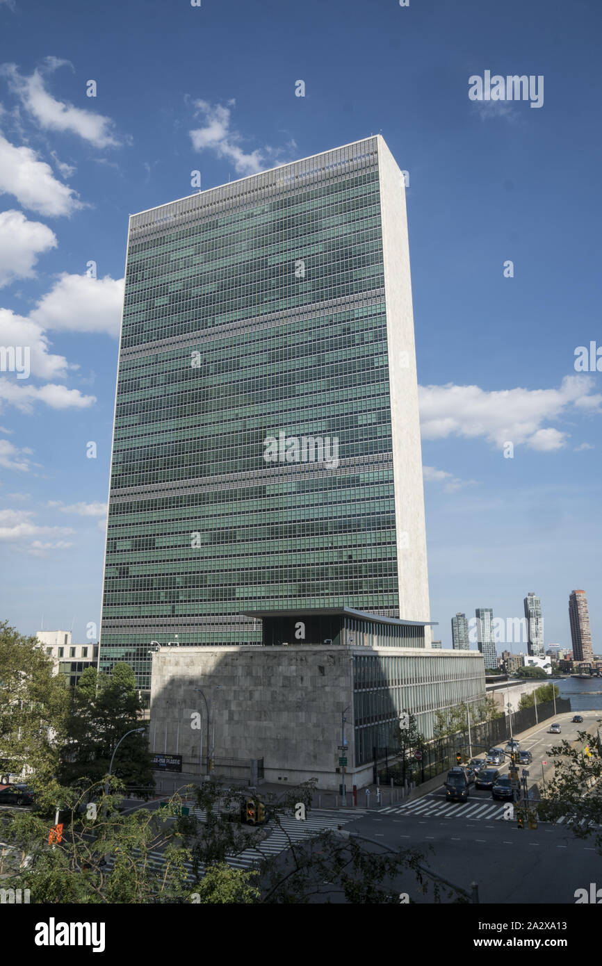 L ufficio delle Nazioni Unite costruendo lungo la East River a Manhattan, New York City. Foto Stock