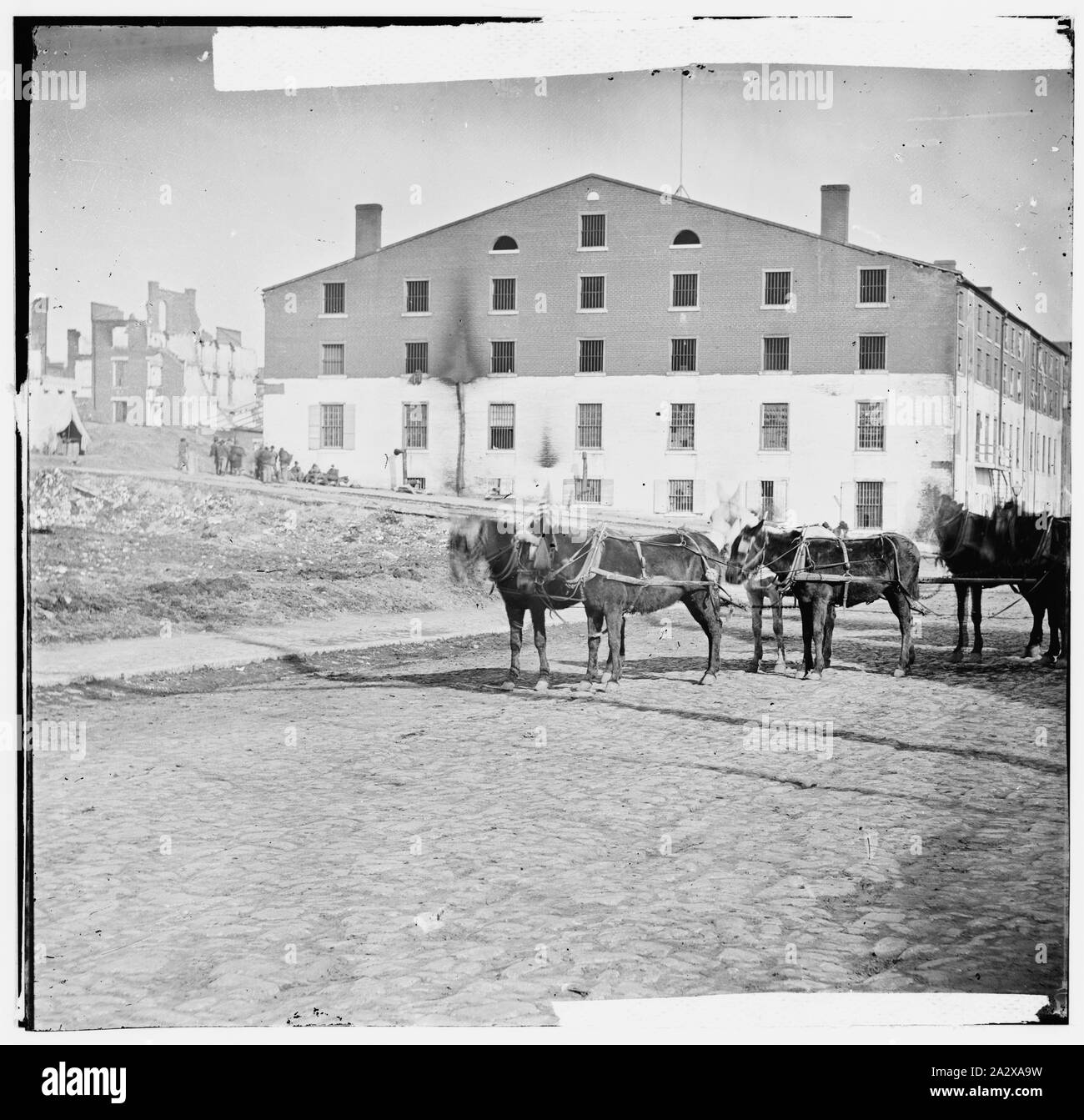 Richmond, Virginia. Libby prigione. (Sei-mule team in primo piano) Foto Stock