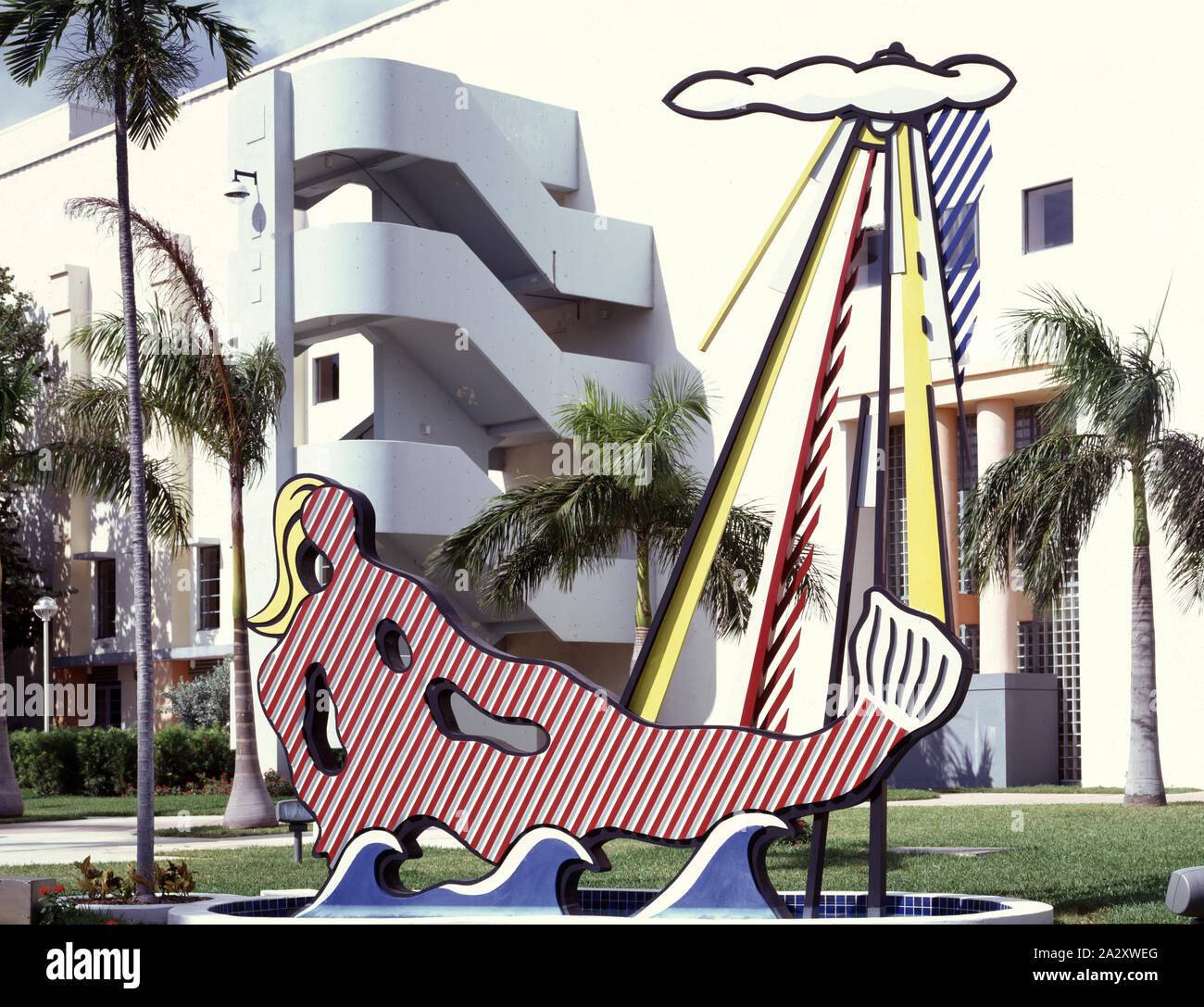 Roy Lichtenstein ha creato questa statua al di fuori del Miami Beach Convention Center, Dade County, Florida il più grande impianto di convenzione Foto Stock