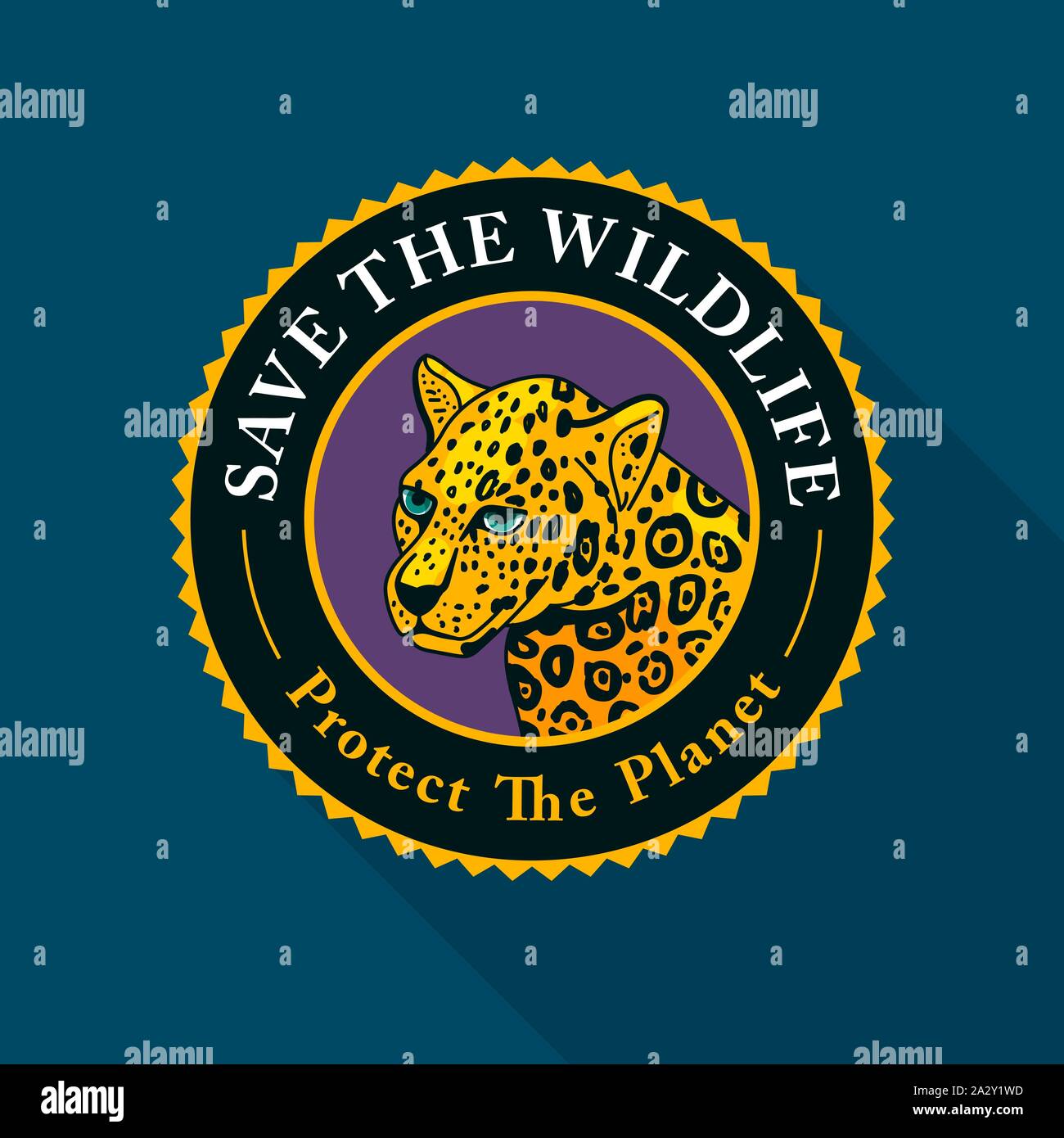 Salva la fauna selvatica. Jaguar. La sostenibilità ambientale e il concetto di conservazione. Illustrazione Vettoriale