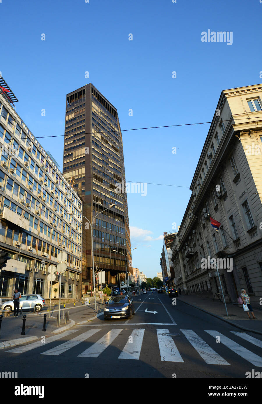 Edifici moderni a Belgrado in Serbia. Foto Stock