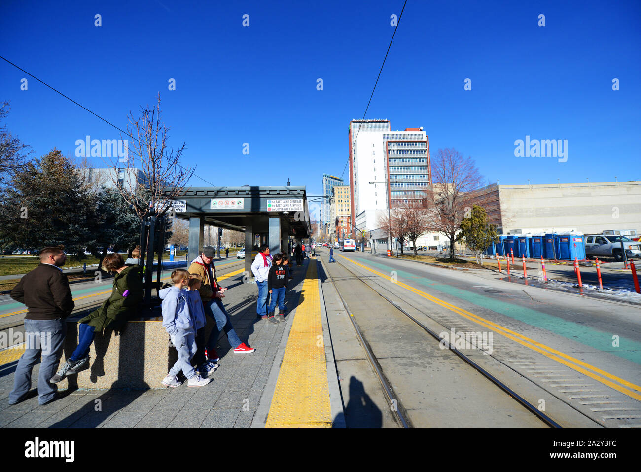 TRAX ( Light Rail ) Sistema in Salt Lake City, Utah, Stati Uniti d'America. Foto Stock