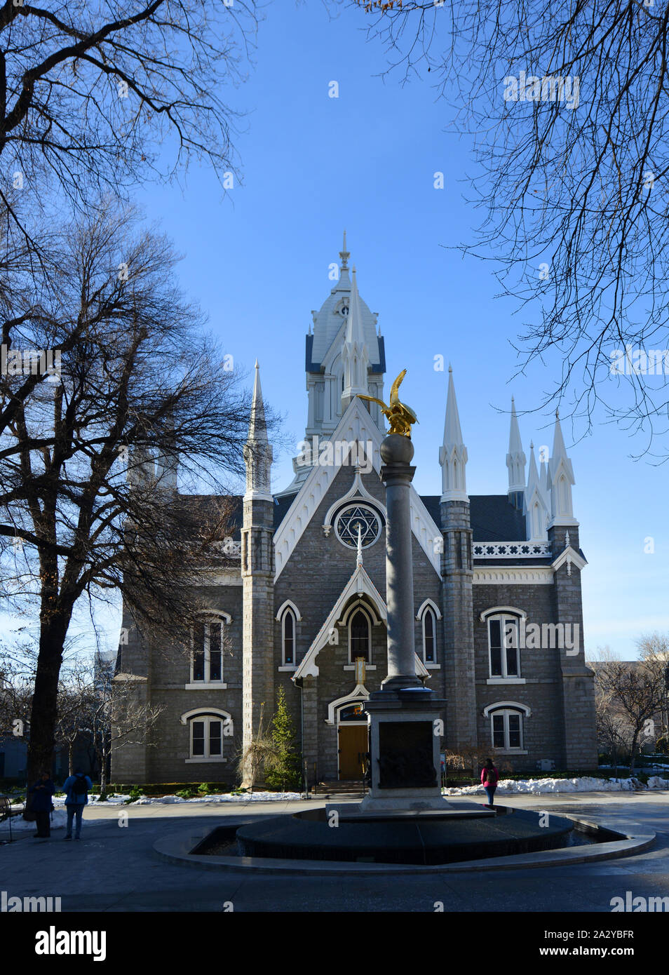 La Assembly Hall della Chiesa di Gesù Cristo dei Santi degli Ultimi Giorni in Salt Lake City. Foto Stock