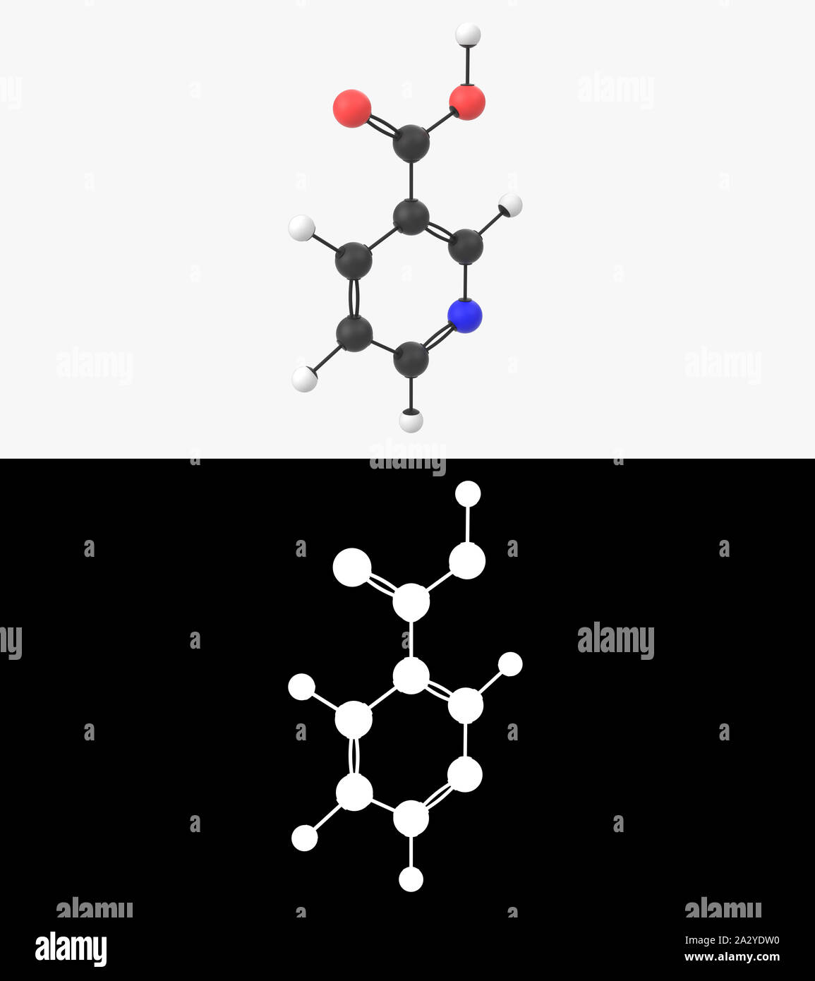 3D illustrazione di una vitamina B3 niacina molecola con strato di alfa Foto Stock