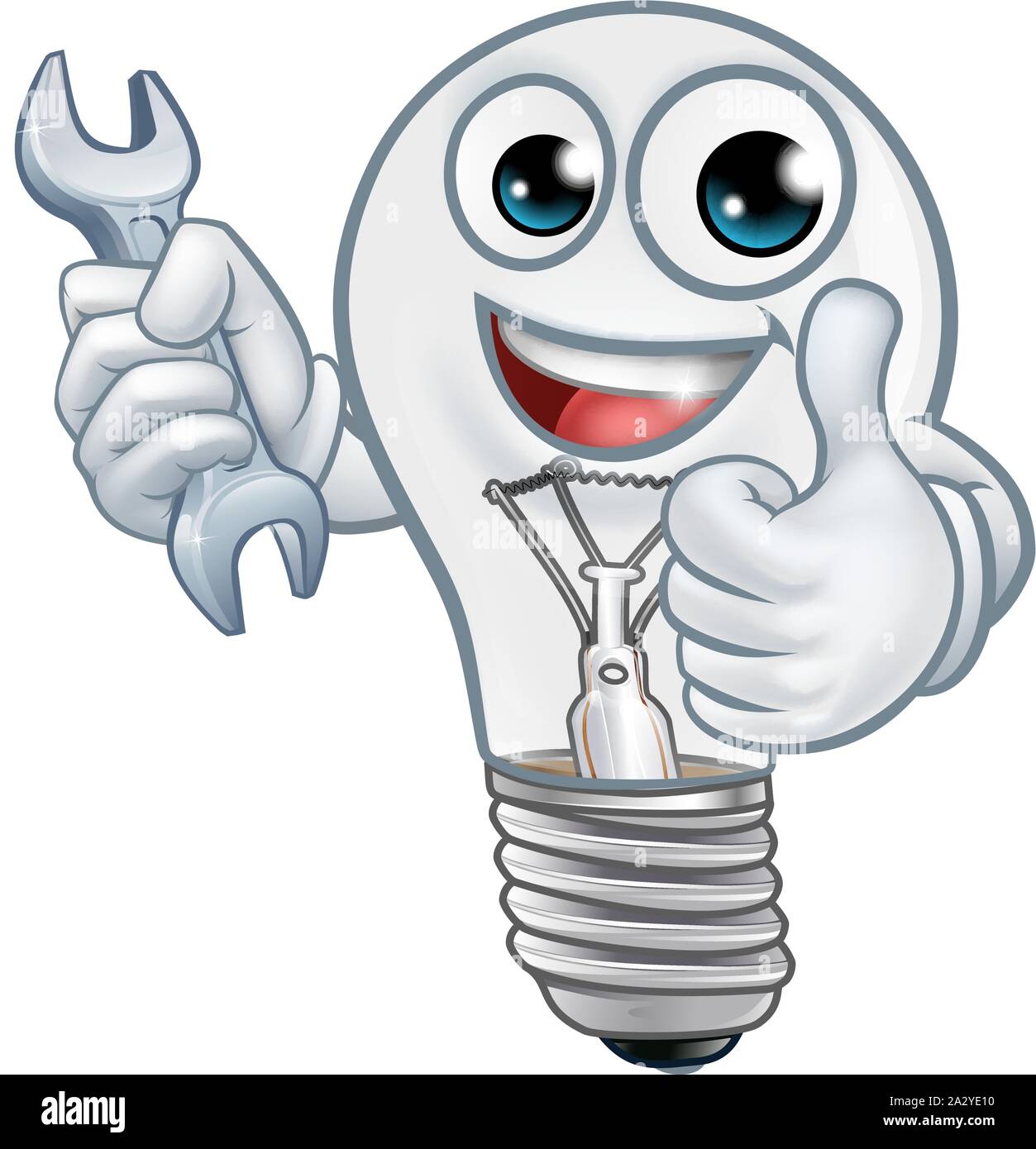 Lampadina della luce dei cartoni animati di mascotte di lampadine Illustrazione Vettoriale