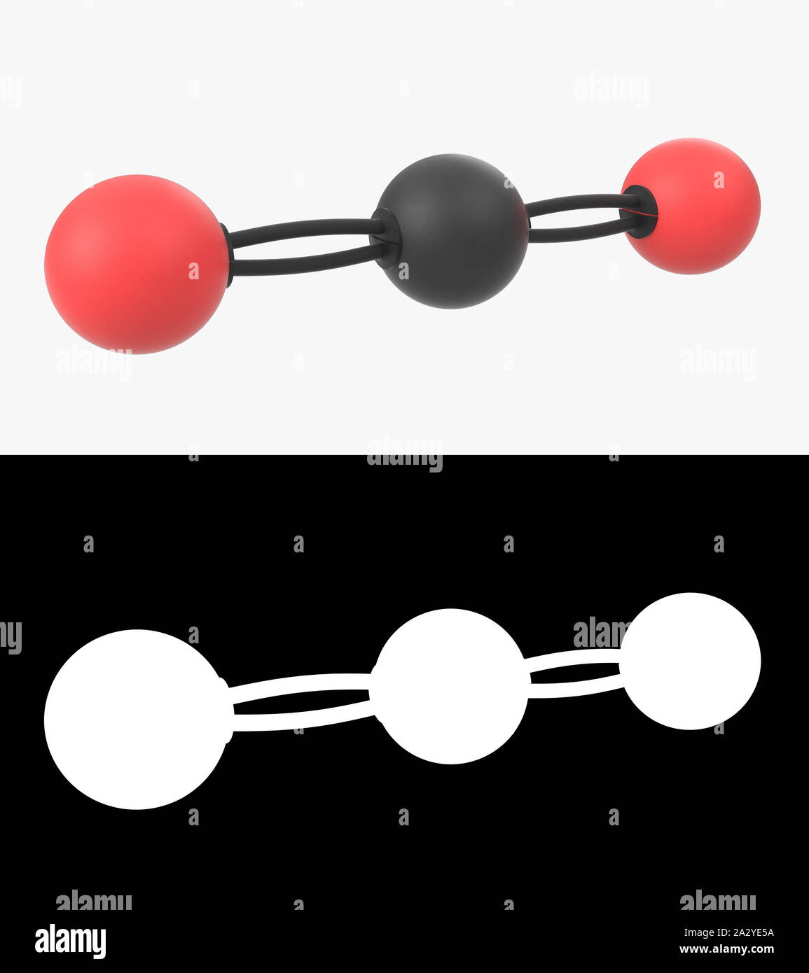 3D illustrazione di una molecola di biossido di carbonio con strato di alfa Foto Stock