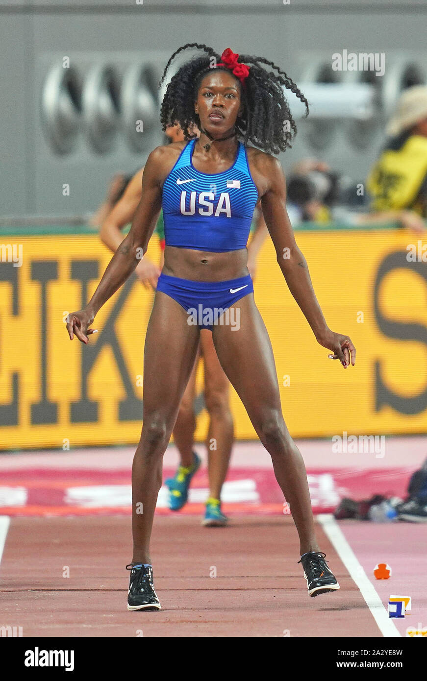 Doha in Qatar. 3° OTT 2019. competere nel heptathlon per le donne durante il XVII IAAF mondiale di atletica Al Khalifa Stadium di Doha, in Qatar. Ulrik Pedersen/CSM. Foto Stock