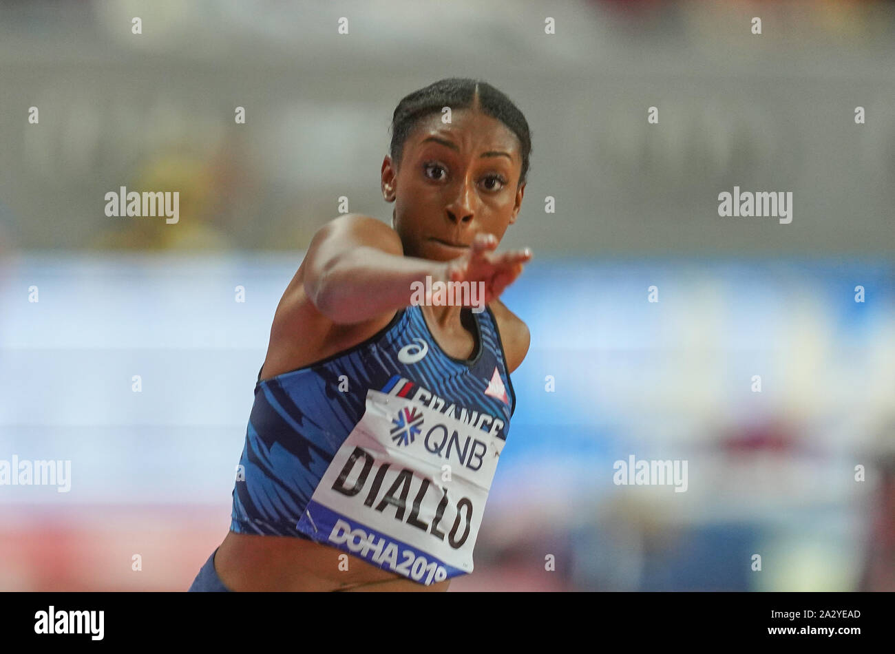 Doha in Qatar. 3° OTT 2019. competere nel heptathlon per le donne durante il XVII IAAF mondiale di atletica Al Khalifa Stadium di Doha, in Qatar. Ulrik Pedersen/CSM. Foto Stock