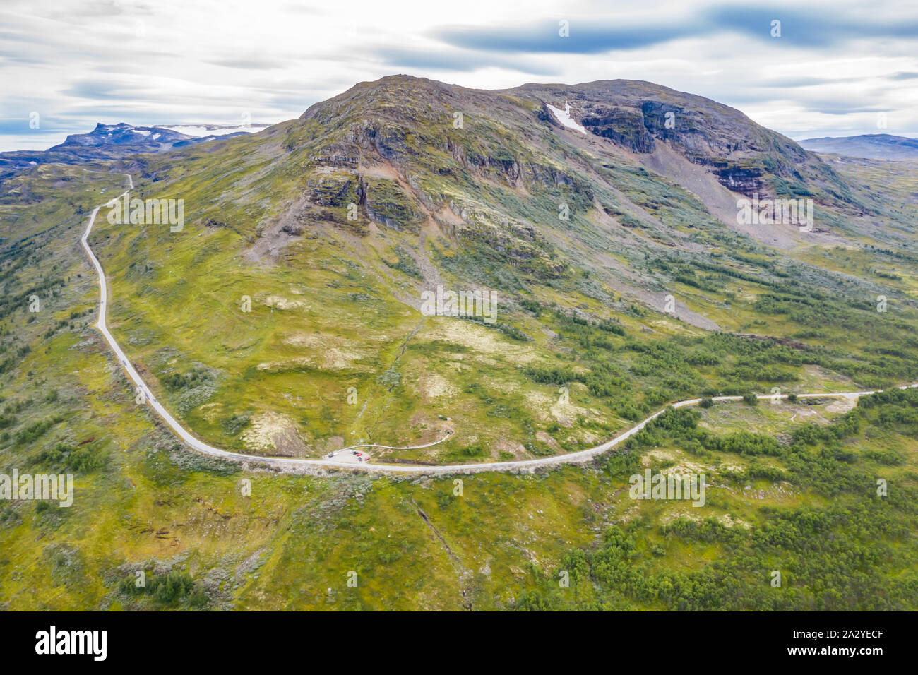 Riprese aeree di Aurlandsfjellet - Nazionale percorsi panoramici in Norvegia. Foto Stock