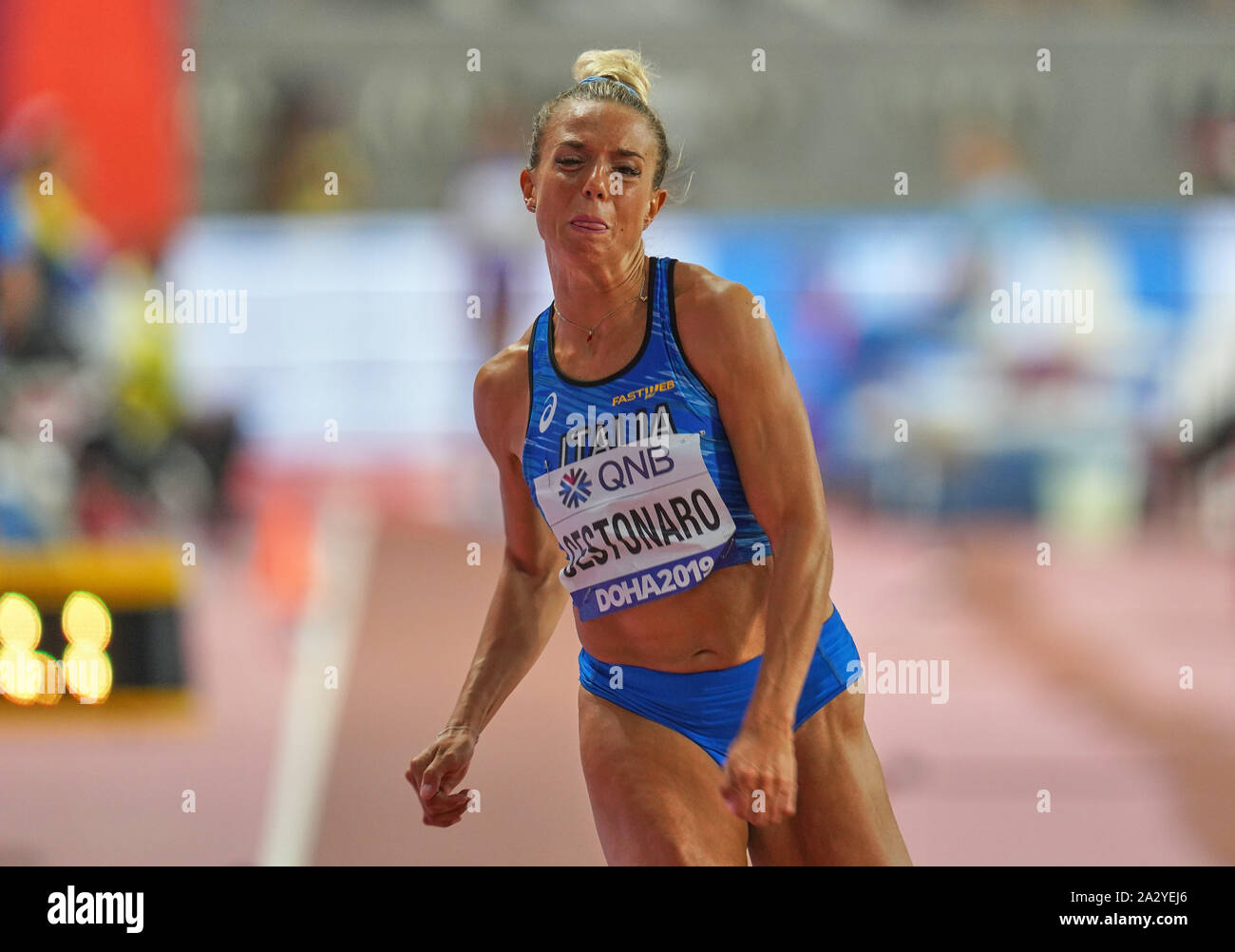 Doha in Qatar. 3° OTT 2019. competere nel heptathlon per le donne durante il XVII IAAF mondiale di atletica Al Khalifa Stadium di Doha, in Qatar. Ulrik Pedersen/CSM. Foto Stock
