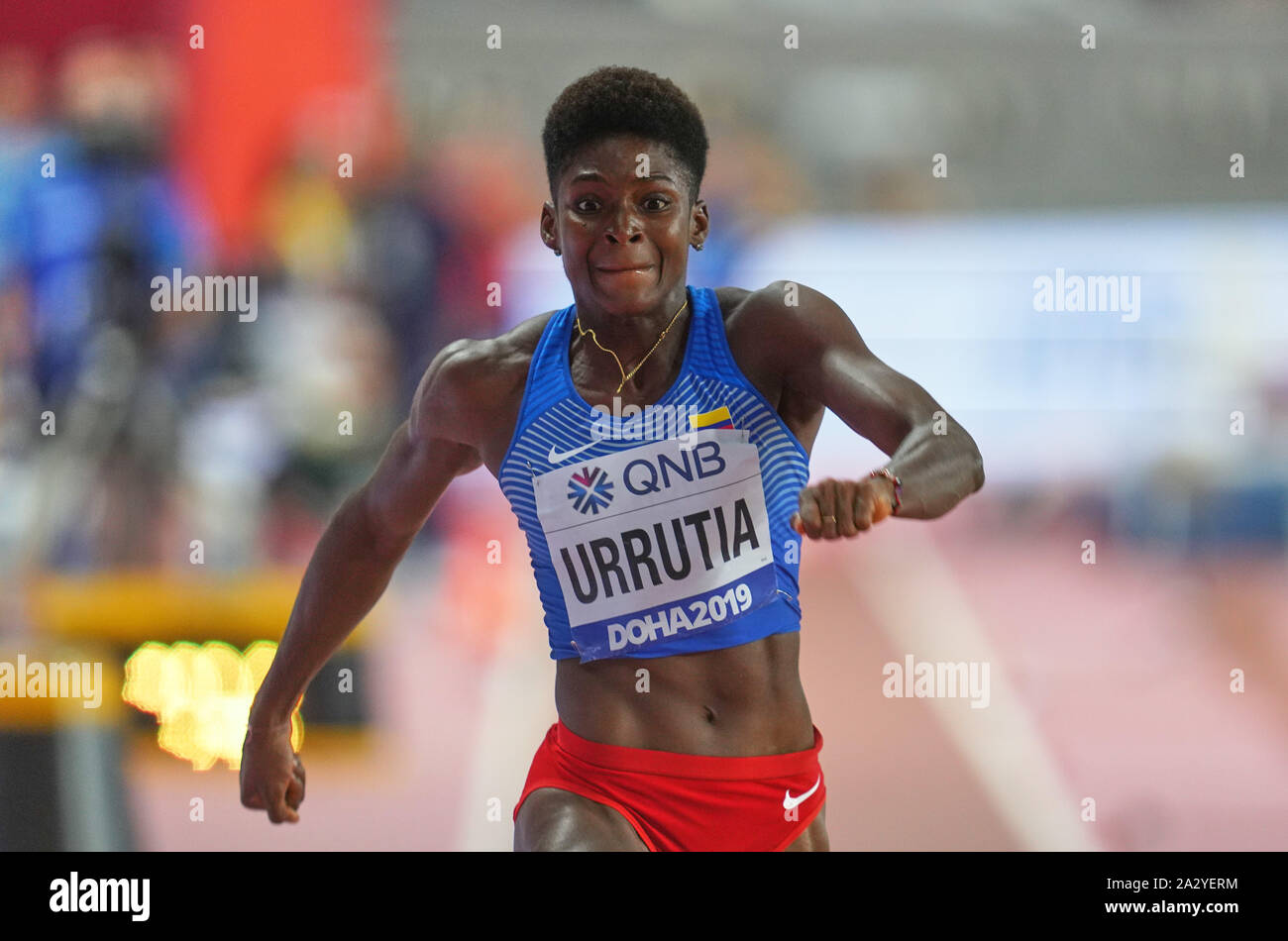 Doha in Qatar. 3° OTT 2019. competere nel heptathlon per le donne durante il XVII IAAF mondiale di atletica Al Khalifa Stadium di Doha, in Qatar. Ulrik Pedersen/CSM. Foto Stock