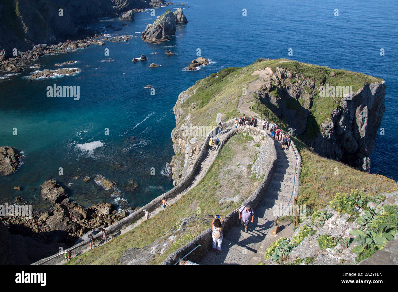 Percorso a San Juan de Gaztelugatxe; Paese Basco; Spagna Foto Stock