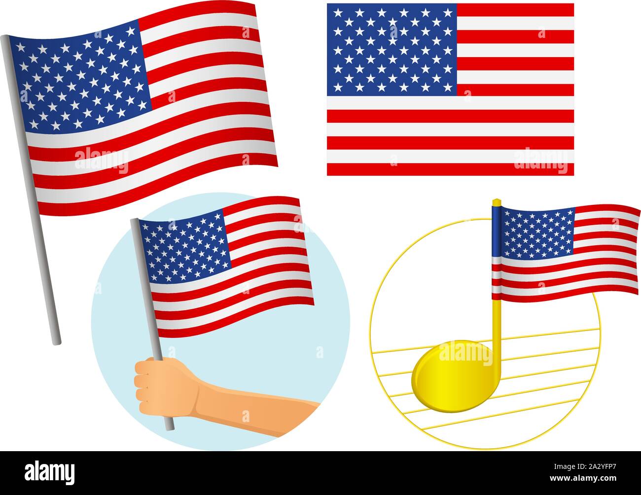 Stati Uniti d'America bandiera icona set. Bandiera nazionale degli Stati Uniti d'America illustrazione vettoriale Illustrazione Vettoriale