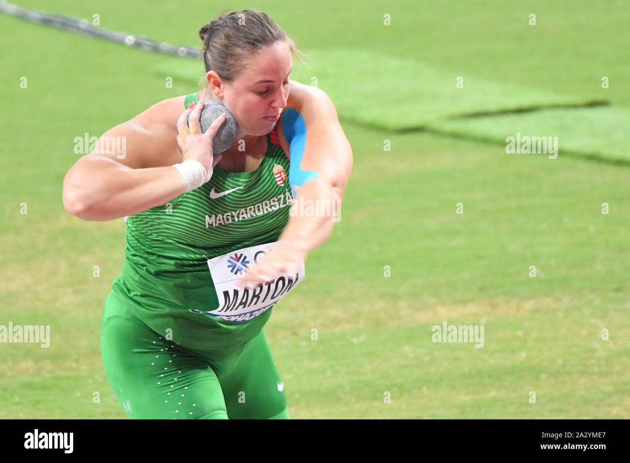 Anita Marton (Ungheria). Colpo messo finali. IAAF mondiale di atletica, Doha 2019 Foto Stock