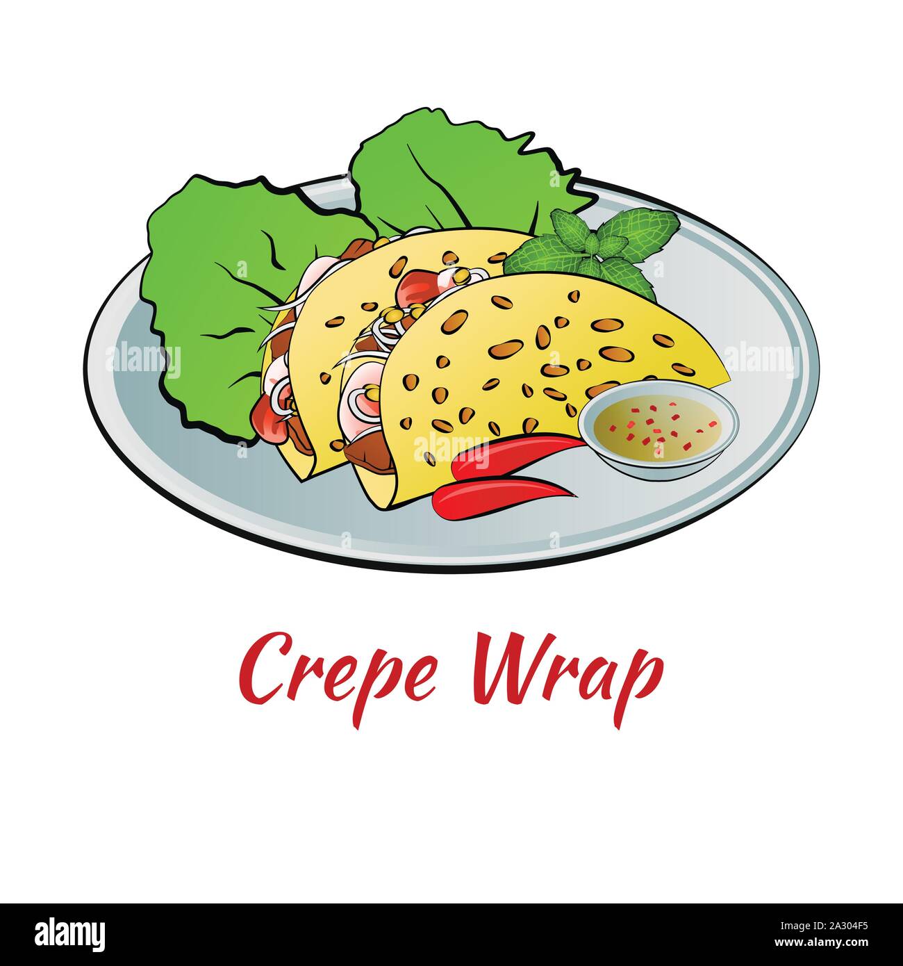 Set di deliziosi e famoso cibo del Vietnam in un colorato design gradiente icona,illustrazione vettoriale Illustrazione Vettoriale