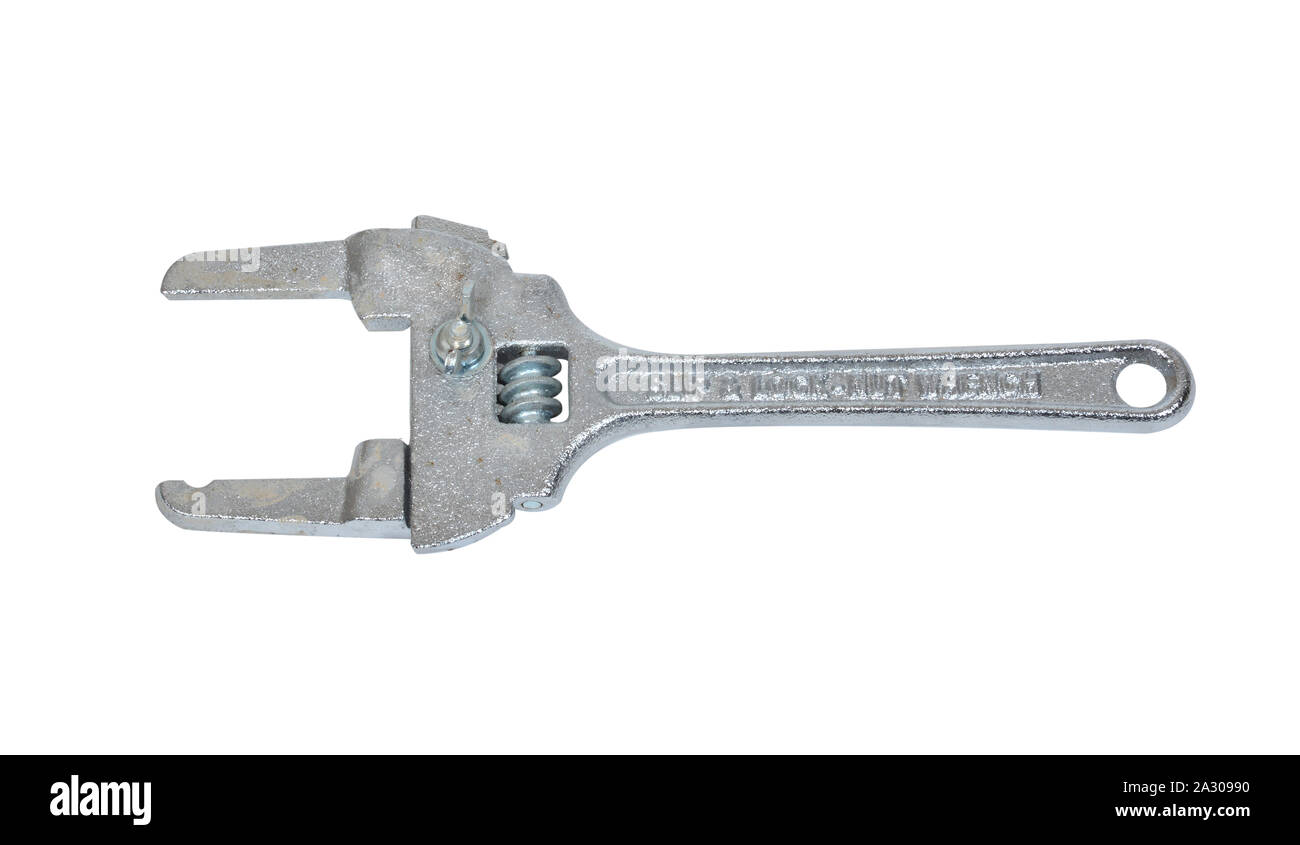 Chiave a tubo isolato su bianco - attrezzi isolati Foto Stock