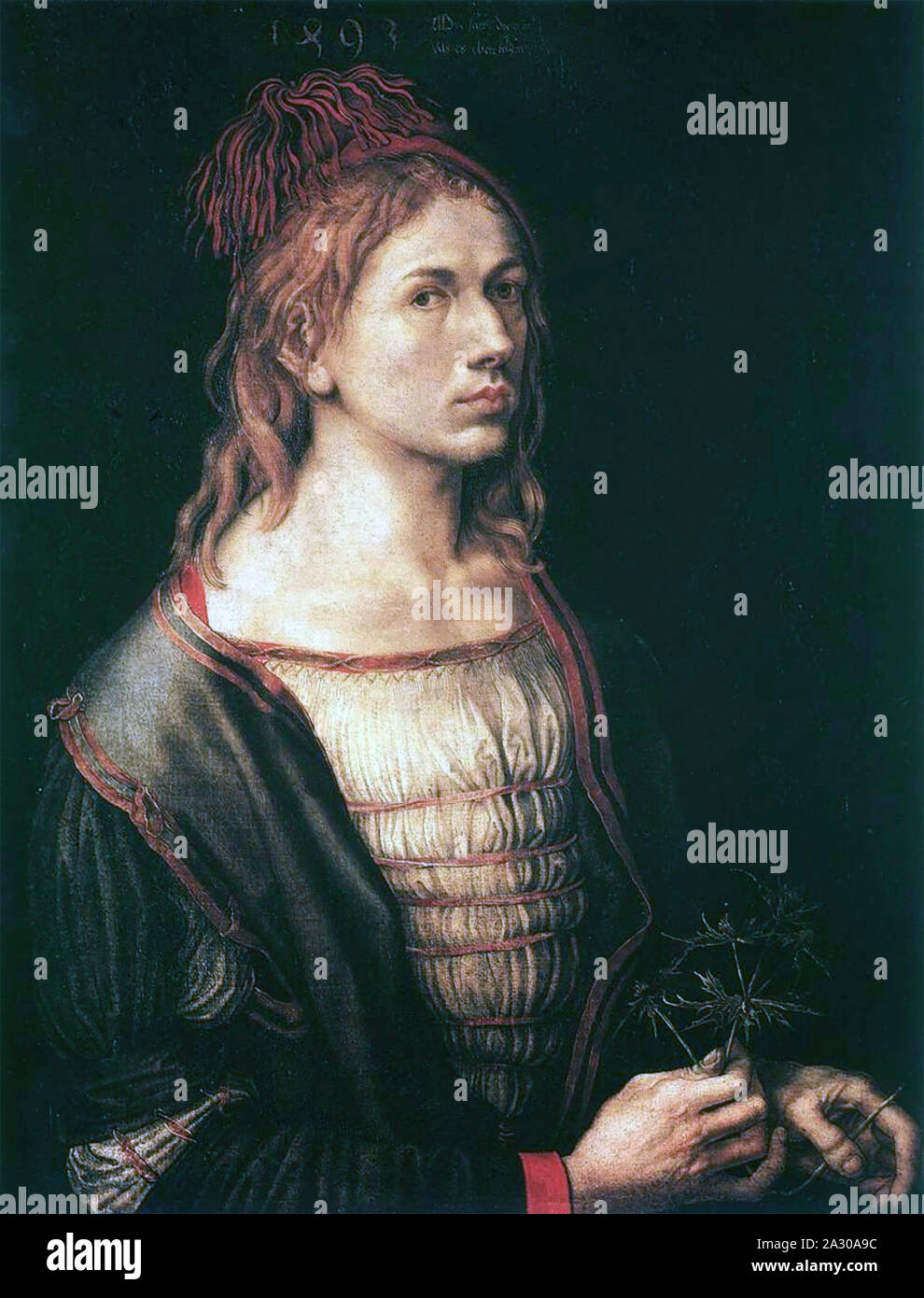 ALBRECHT DÜRER (1471-1528), artista tedesco.. Ritratto di auto 1493. Foto Stock