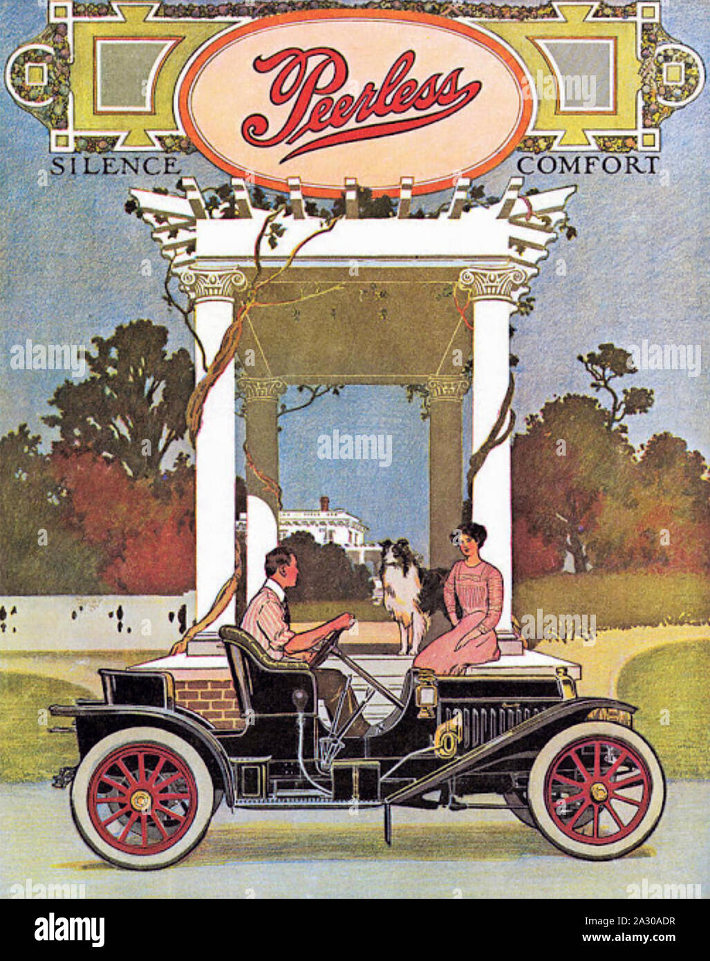 Mulinello Peerless MOTOR COMPANY UN 1904 spot per la vettura americana maker da Cleveland, Ohio. Foto Stock