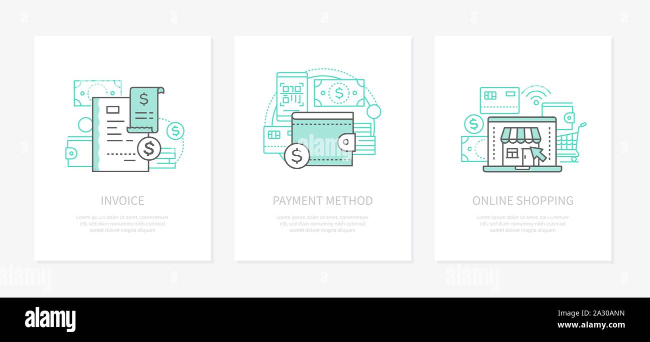 Operazione bancaria - linea stile design set di icone Illustrazione Vettoriale
