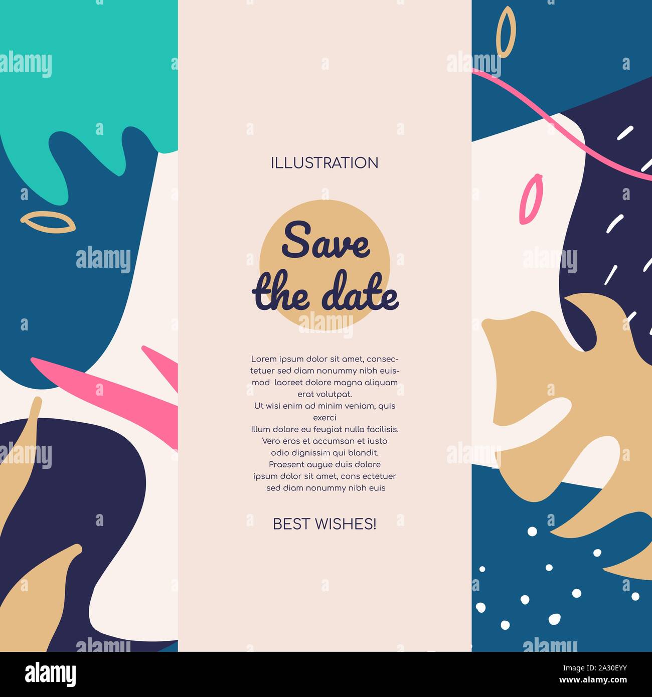 Salvare la data piatto colorato modello di pagina di intestazione Illustrazione Vettoriale