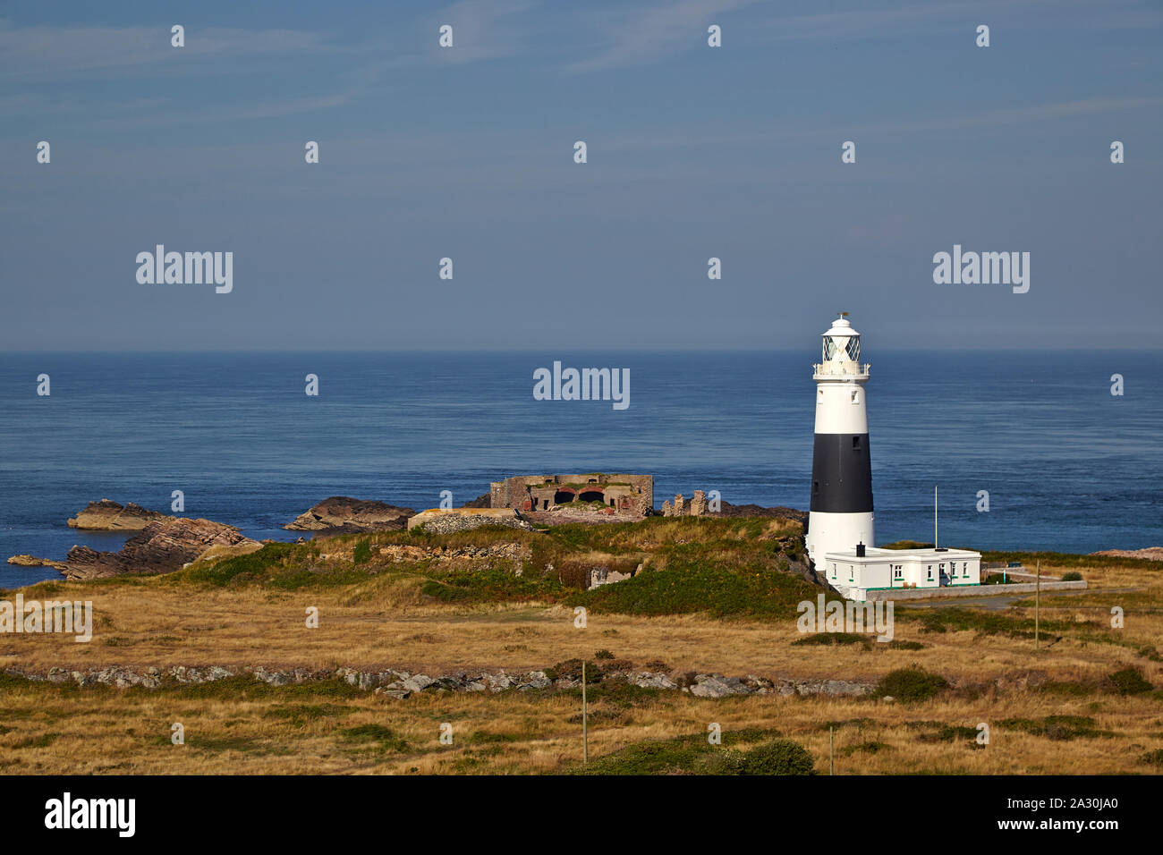 Faro Mannez, Alderney Foto Stock