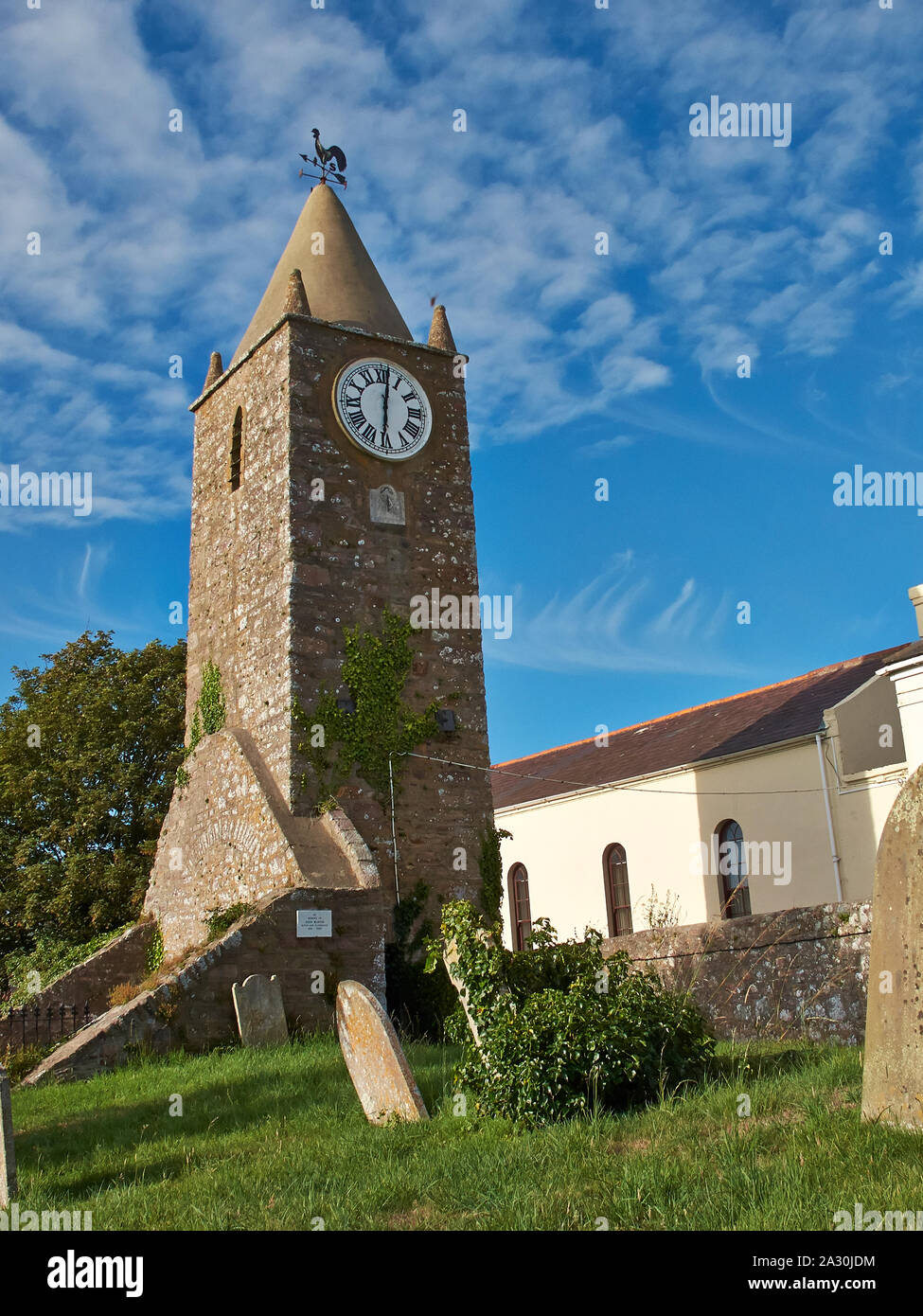 La Chiesa Vecchia Torre, St. Anne, Alderney Foto Stock