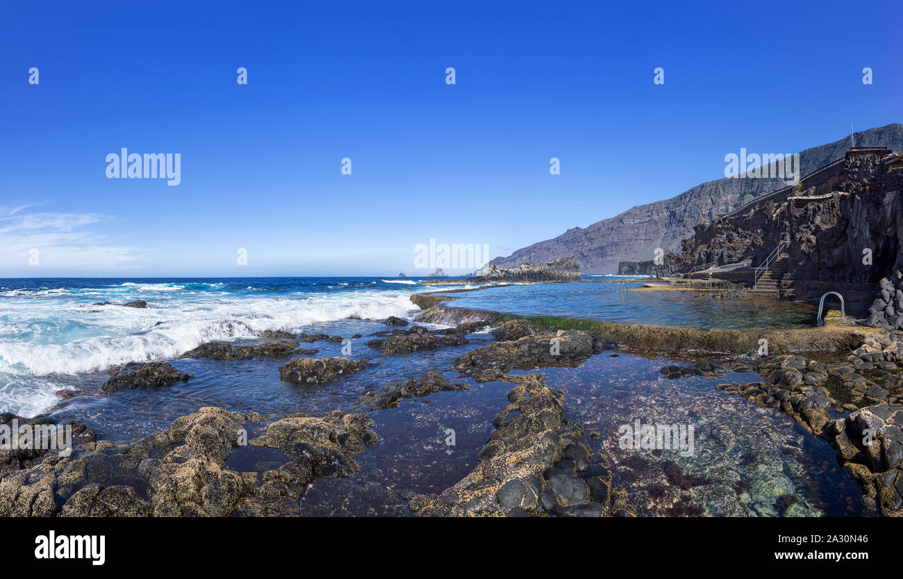 El Hierro - mare piscina La Maceta in El Golfo Valley Foto Stock