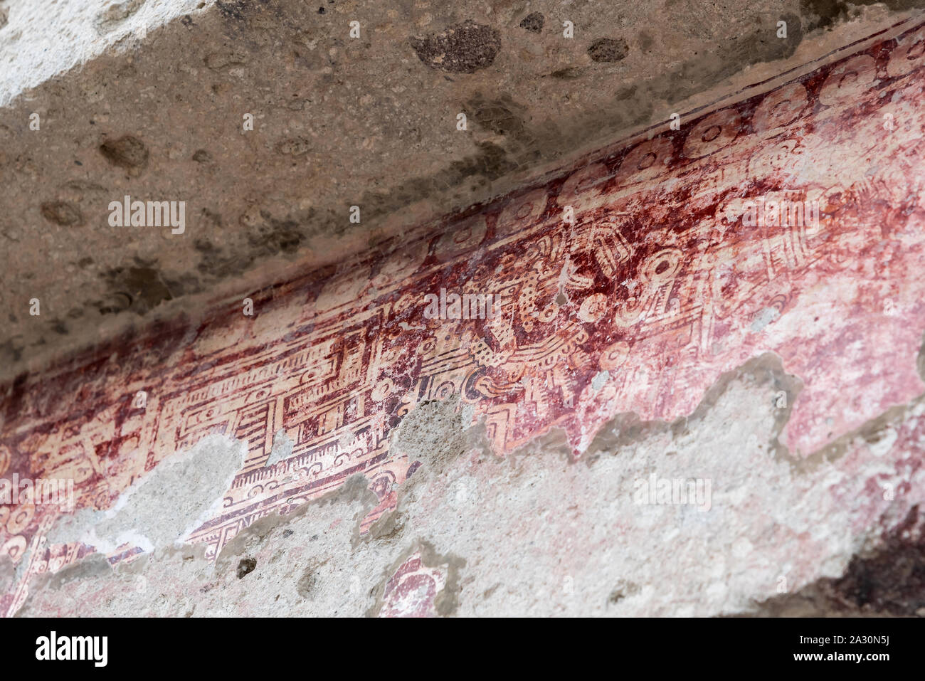 Aztec pittura murale a Tula rovine, Oaxaca, Messico Foto Stock