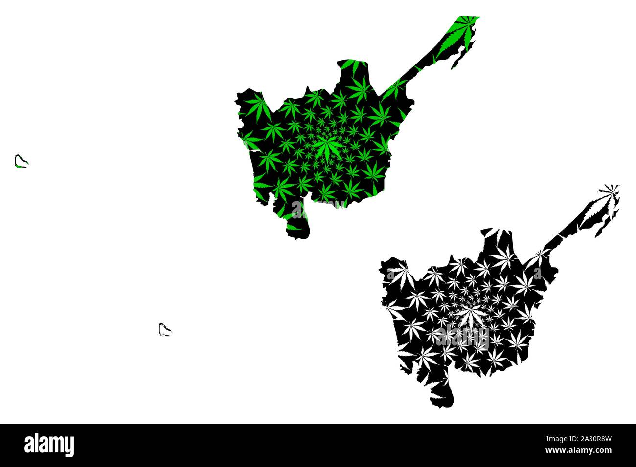 Luzon Centrale (regioni e province nelle Filippine Repubblica delle Filippine) mappa è progettato Cannabis leaf verde e nero, regione III mappa ma Illustrazione Vettoriale