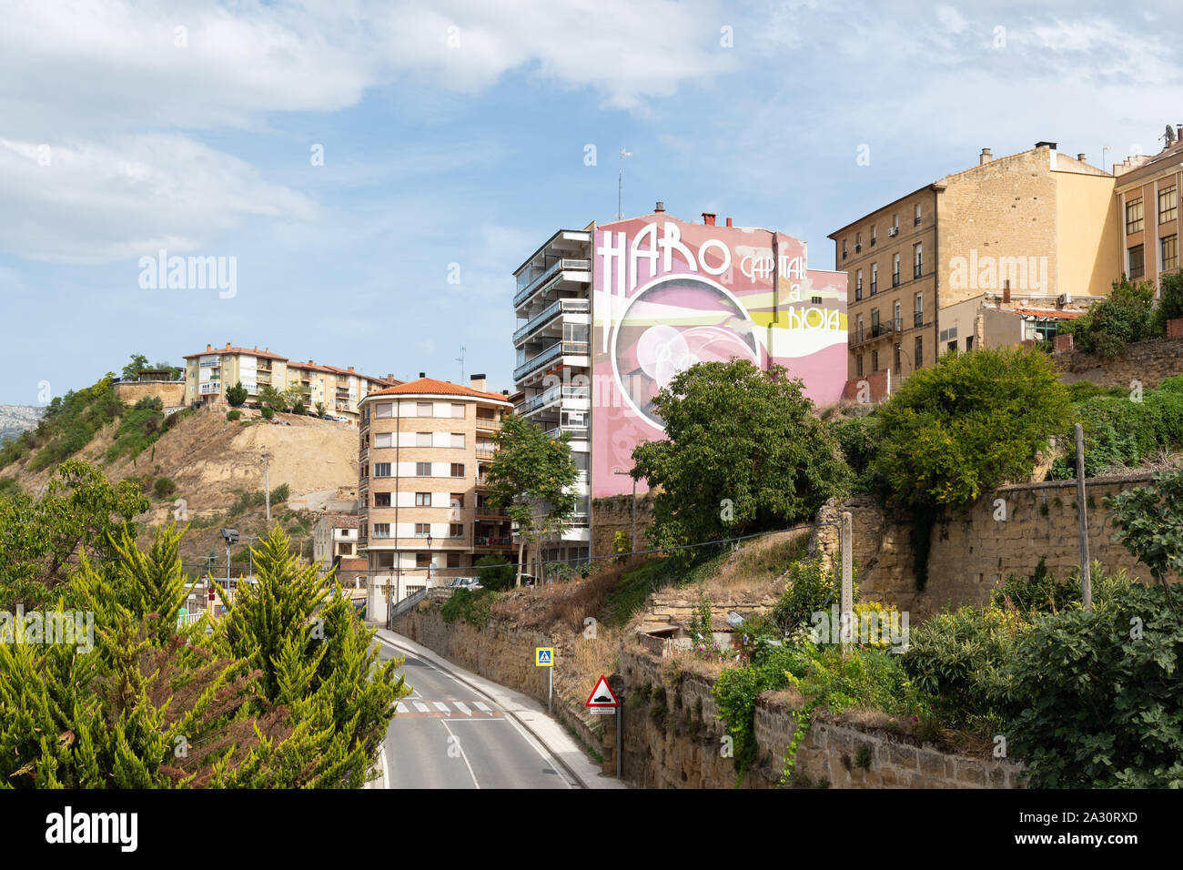 Haro, la capitale del vino della Rioja murale in Haro, La Rioja, Paesi Baschi, Spagna, Europa Foto Stock