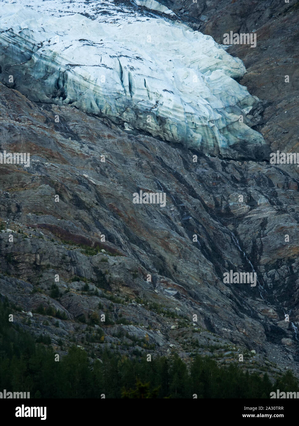 Ghiacciaio Bossons, Chamonix-Mont-Blanc Valley, Alta Savoia, Francia Foto Stock