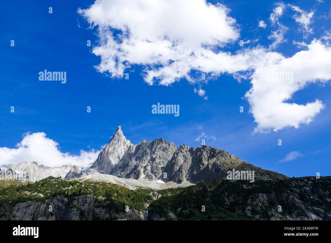 Les Drus (3 754m), Chamonix-Mont-Blanc, Alta Savoia, Francia Foto Stock