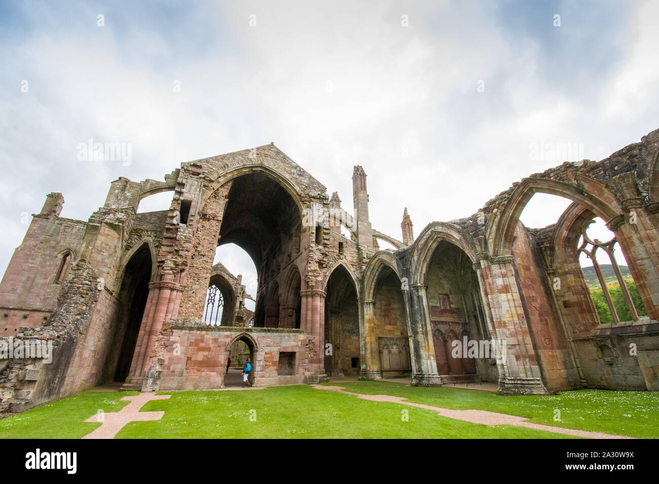 Abbey, chiesa, architettura, melrose, Inghilterra, pietra, storico, religione, rovine, europa monastero, rovina, medievale, Scozia, verde, landmark, gotico, Foto Stock