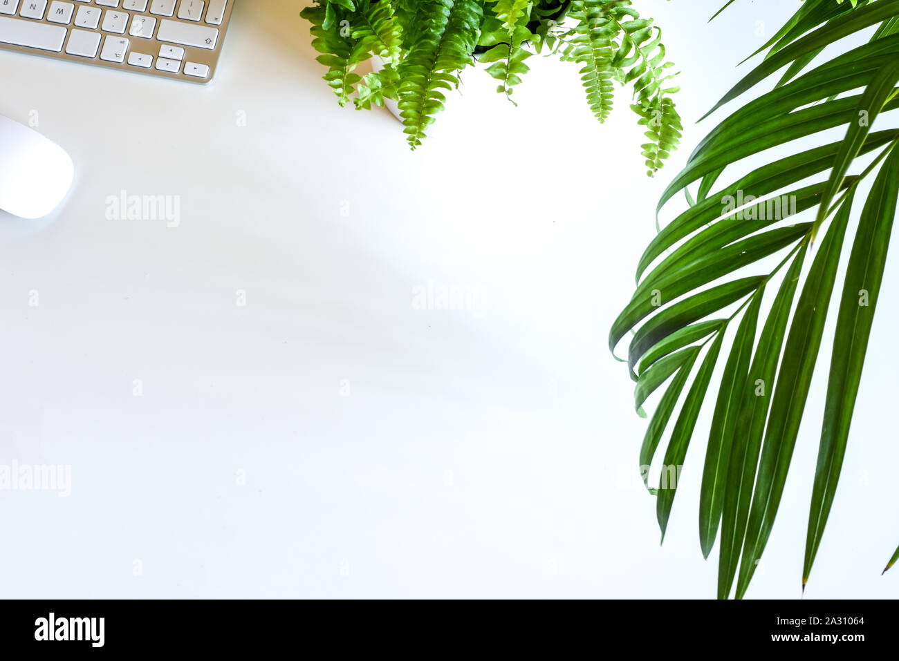 Schermata bianca vuota sul tablet portatile dispositivo sulla moderna scrivania in ufficio Foto Stock