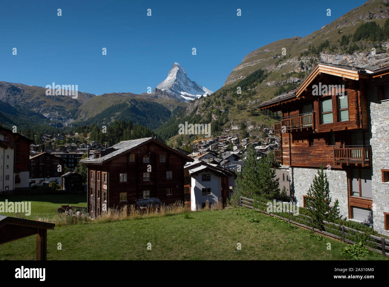 Il Cervino e Zermatt, Vallese Svizzera Sett 2019 Zermatt è un comune nel distretto di Visp nella lingua tedesca sezione del cantone di Foto Stock