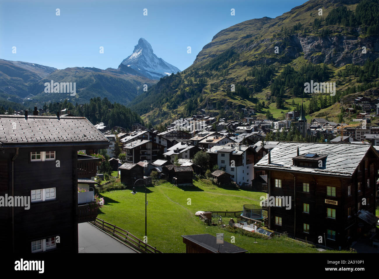 Il Cervino e Zermatt, Vallese Svizzera Sett 2019 Zermatt è un comune nel distretto di Visp nella lingua tedesca sezione del cantone di Foto Stock