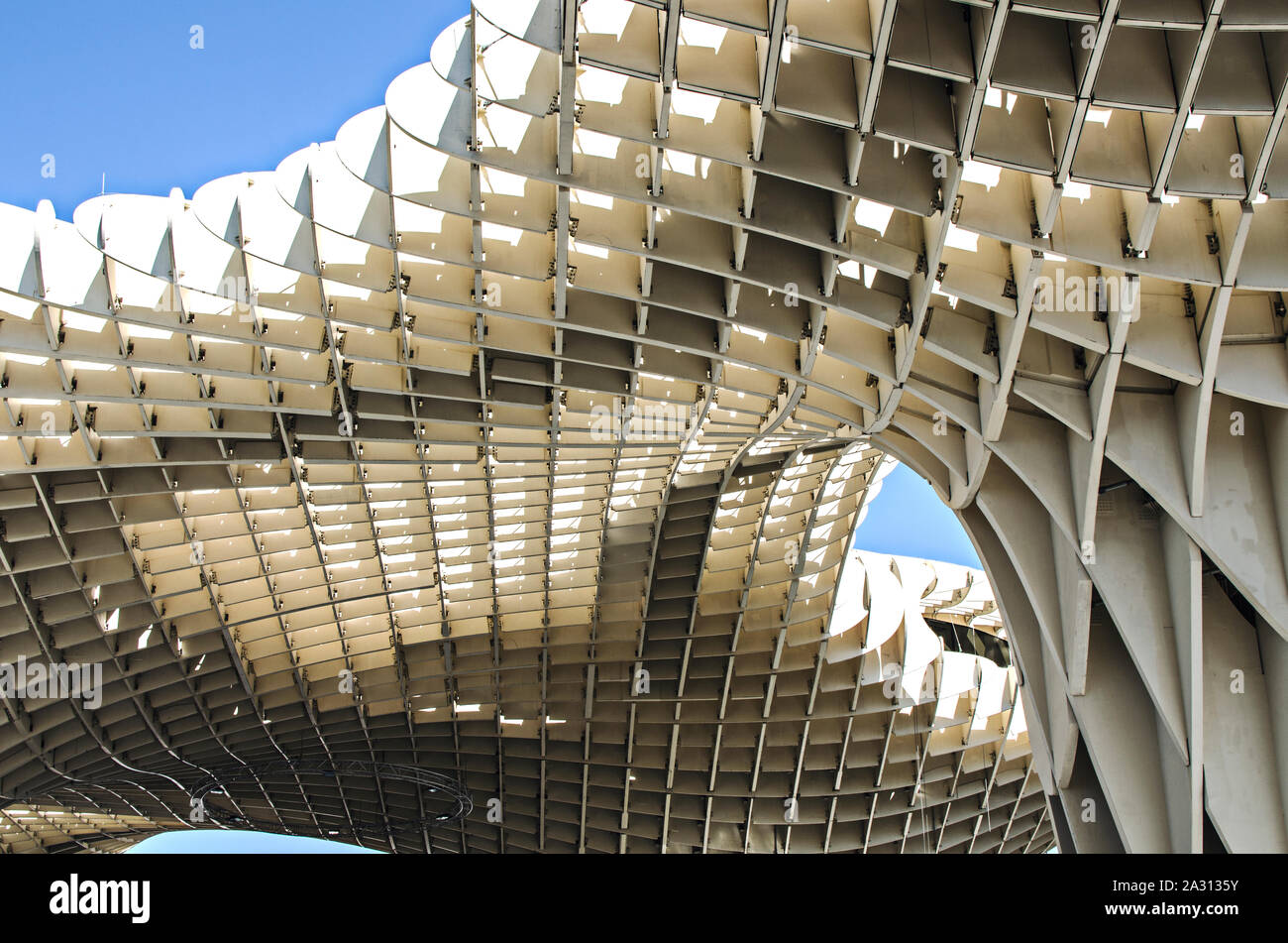 Dettaglio del Las Setas (Metropol Parasol) in Plaza de la Encarnación, Siviglia, Spagna Foto Stock